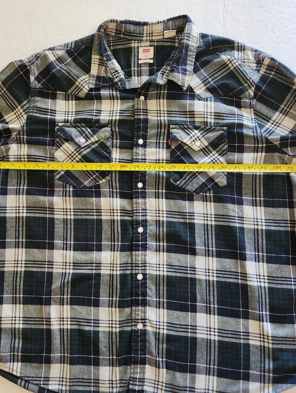Levi's Men's Black & White Plaid Western Pearl Snap Flannel Shirt Size XXL